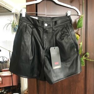 High rise levis leather shorts